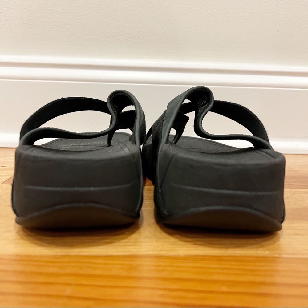 FitFlop Sandals Womens 9 Black Nylon Suede Sling Thong Toe Post Flip Flops - Picture 7 of 14